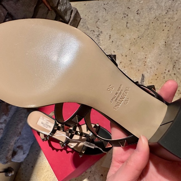 Valentino GARAVANI Rockstud Calfskin Leather Slide Sandal 60 MM BLACK Brand New - Picture 5 of 10